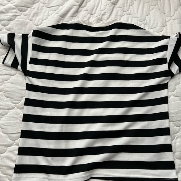Saint Laurent Black and White Short Sleeve Tee with Stripes size Small - Picture 3 of 8